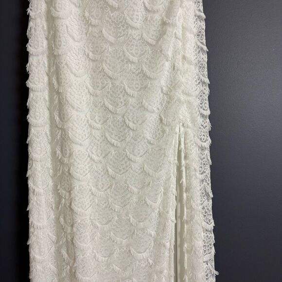 Lulus Blissful Effect White Lace Textured Lace-Up Cutout Maxi Dress Small NEW - Picture 12 of 16